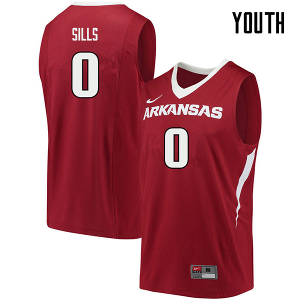 Youth #0 Desi Sills Arkansas Razorbacks College Basketball Jerseys Sale-Cardinal